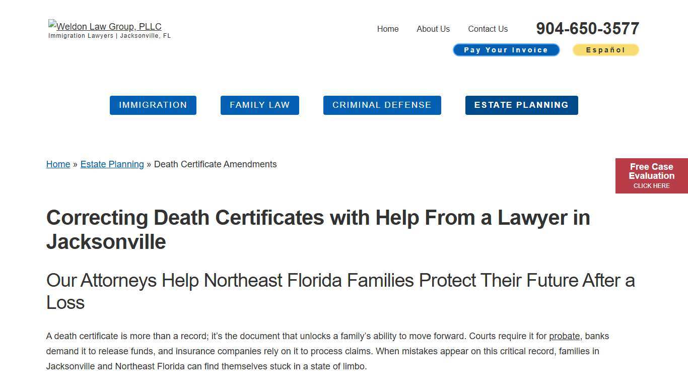 Jacksonville Death Certificate Amendment Lawyers Correct Documents